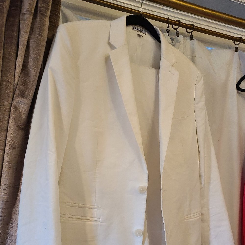 Men's Express White Suit Jacket Pants Set